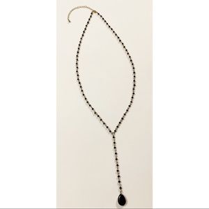 Long Beaded Gold Faux Stone Neck Chain
